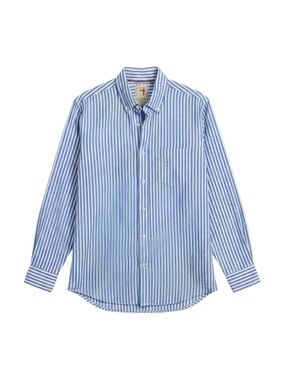 Relwen Sandbar Seersucker Shirt Blue Bi-Stripe Cotton Button Down Men’s Medium